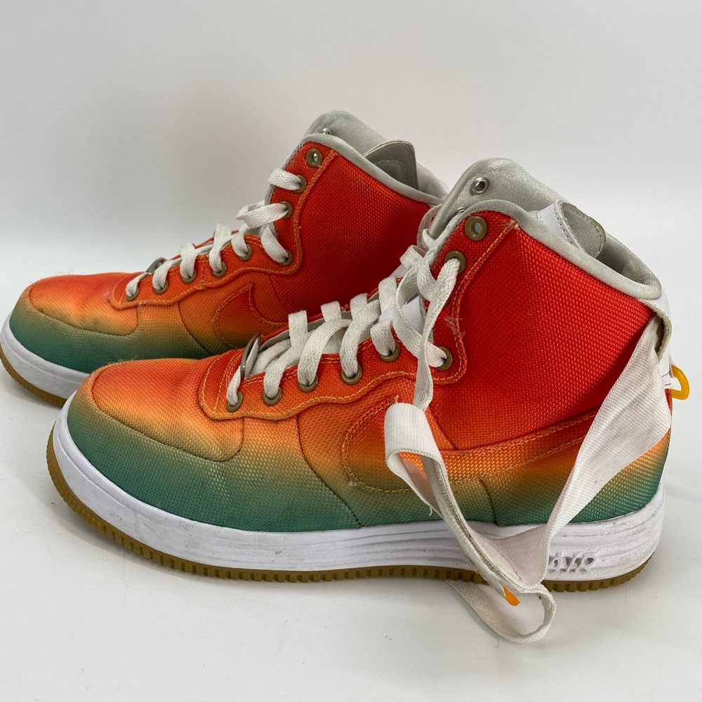 RU__Nike Lunar Force 1 High Mens Size 7 Orange Green preown